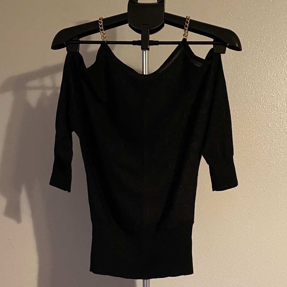 Express Black Cold Shoulder Knit Top